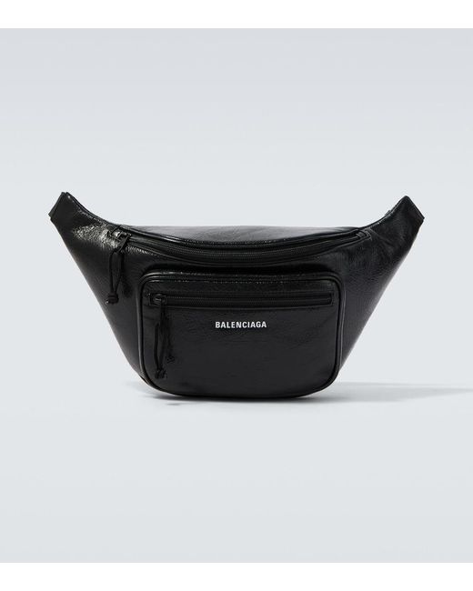 Balenciaga Black Explorer Leather Belt Bag for men