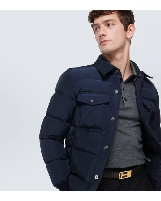 Tom Ford Blue Techno Ottoman Puffer Jacket for men