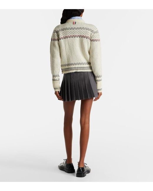 Thom Browne White Fair Isle Wool And Mohair Cardigan
