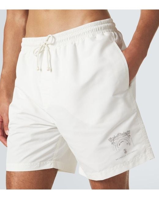 Brunello Cucinelli White Swim Trunks for men