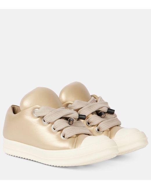Rick Owens Natural Jumbolace Metallic Leather Sneakers