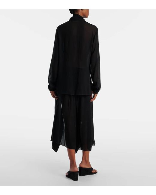 Blusa De Georgette De Seda Con Lazada Alaïa de color Black