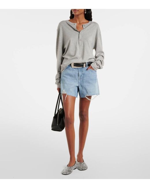 Shorts Di Jeans Distressed Monroe di 7 For All Mankind in Blue