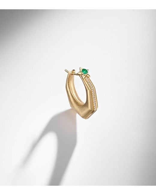 Marie Lichtenberg White Baba Large 18Kt Single Earring With Diamonds And Emerald