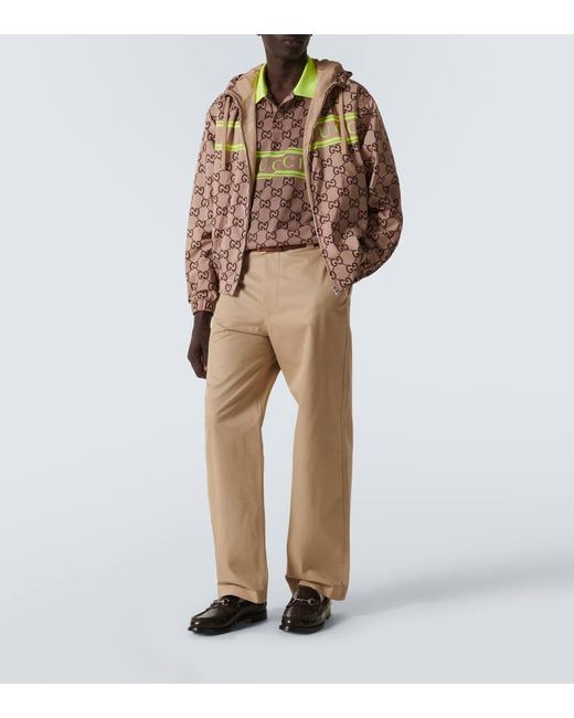 Gucci Bedrucktes Polohemd GG aus Mesh in Natural für Herren
