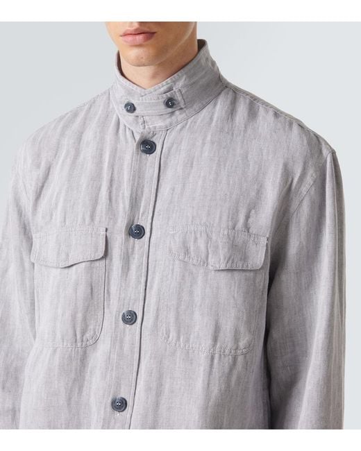 Frescobol Carioca Gray Nuno Cotton And Linen Overshirt for men