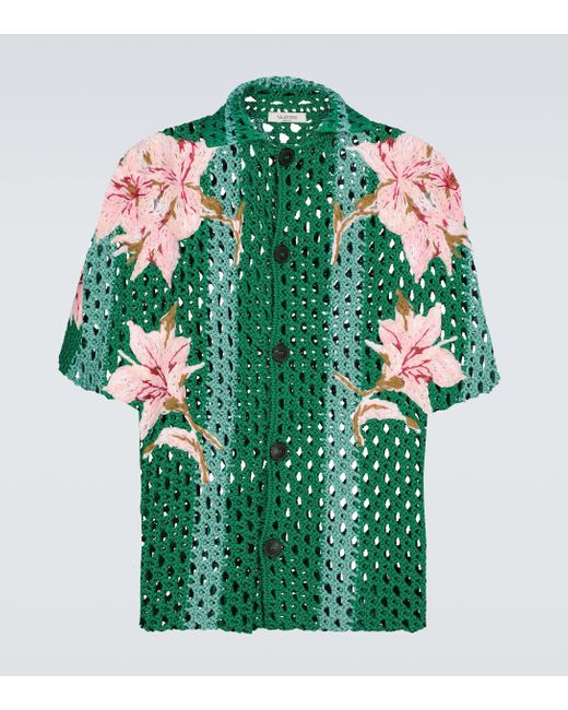 Camicia floreale all'uncinetto di Valentino in Green da Uomo