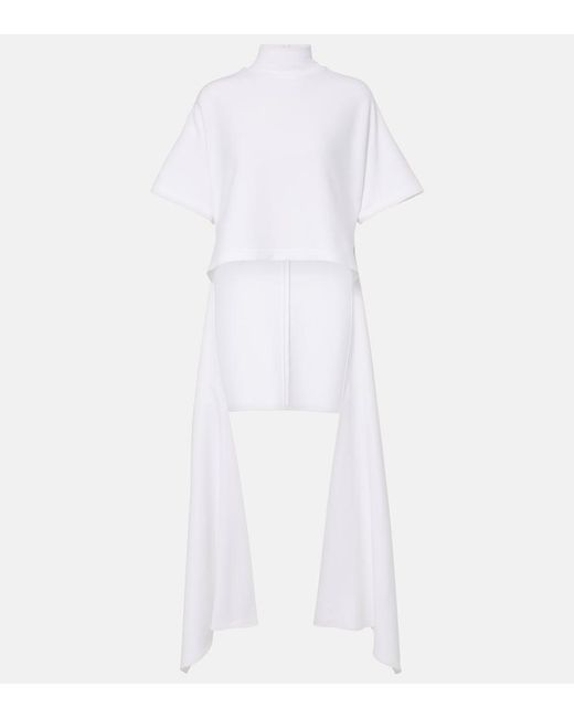 Alaïa White Asymmetric Cotton-Blend Jersey T-Shirt