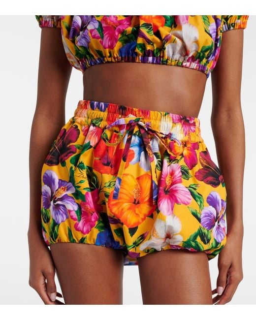 Dolce & Gabbana Red Floral Cotton Shorts