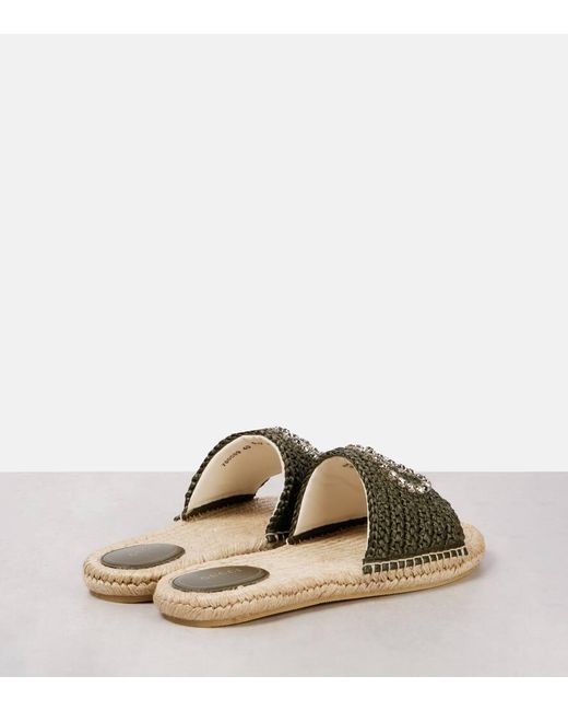 Gucci Brown Pantoletten Gg Aus Raffiabast Mit Kristallen