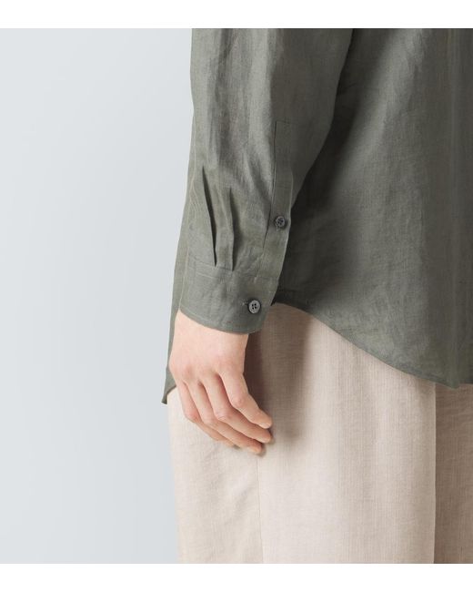 Giorgio Armani Green Archivio Linen Shirt for men
