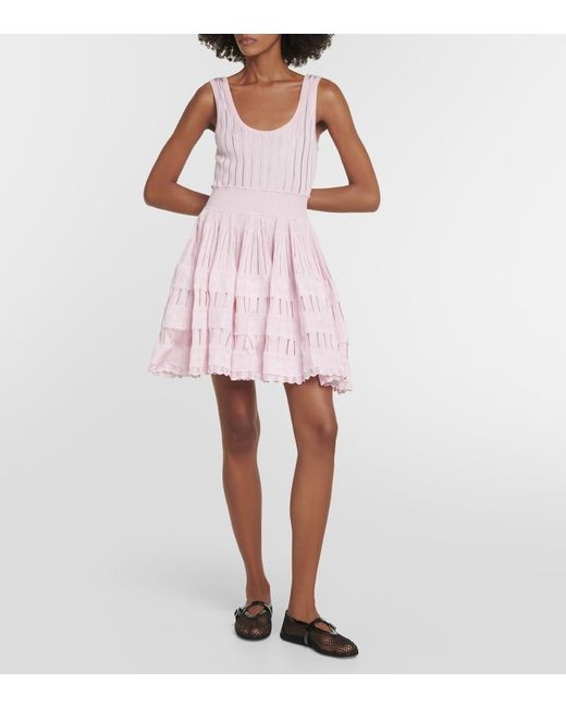 Alaïa Pink Alaïa Fluid Knitted Mini Dress