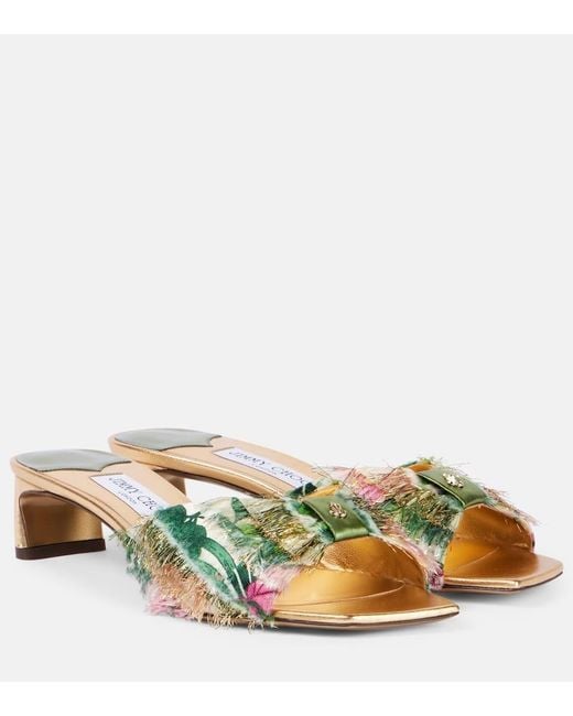 Jimmy Choo Annika 35 Embellished Mules in Yellow | Lyst