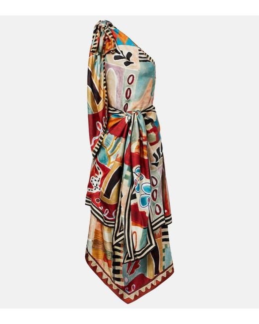 Robe Midi Michelle Asymetrique En Soie ALÉMAIS en coloris White