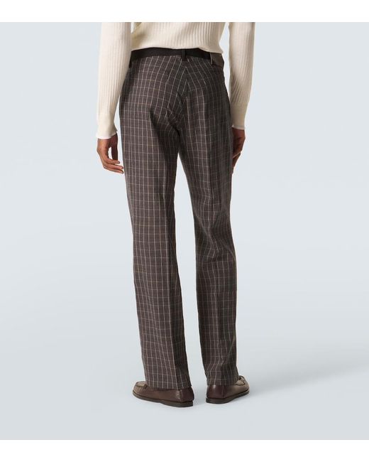 Wales Bonner Brown Country Checked Linen-Blend Straight Pants for men