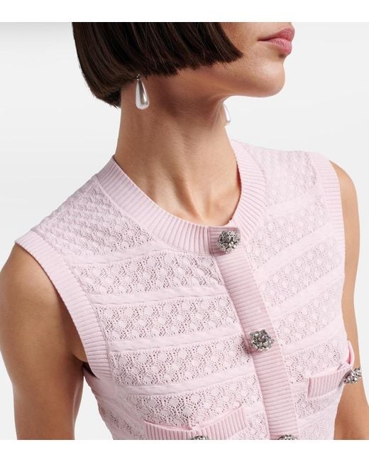 Self-Portrait Pink Embellished Pointelle Minidress