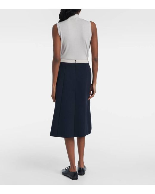 Max Mara Blue Abaco Pleated Jersey Midi Skirt