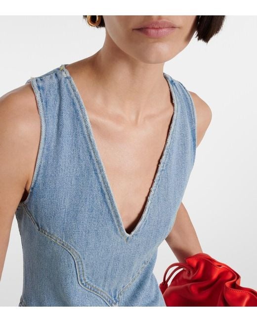 Re/done Blue Western Denim Midi Dress