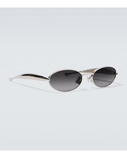 Bottega Veneta Gray Sardine Oval Sunglasses for men