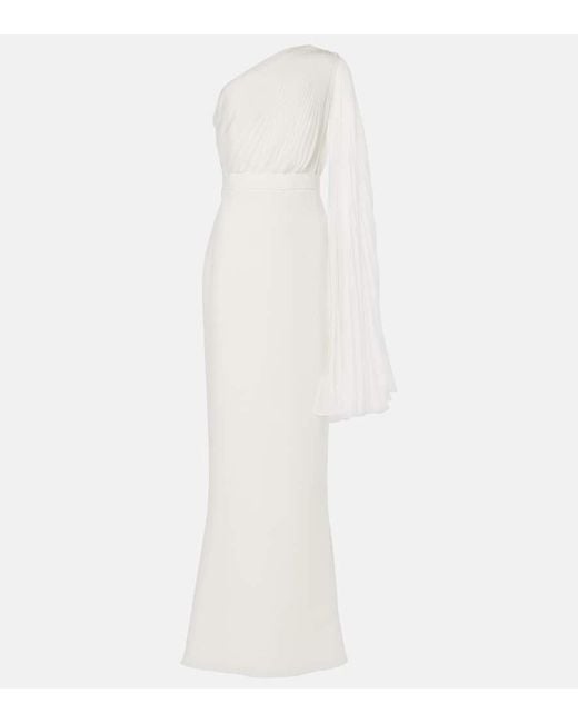 Max Mara White Bridal Lorena Chiffon And Cady Gown