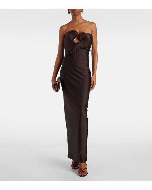 Adriana Degreas Purple Waves Strapless Maxi Dress