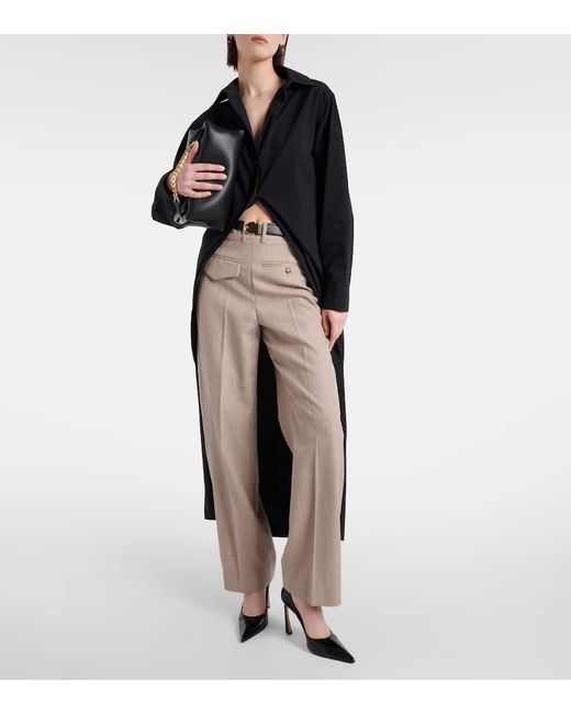 Pantalones rectos de lana virgen Victoria Beckham de color Natural