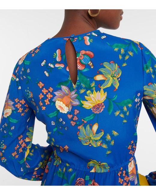 Diane von Furstenberg Blue Sydney Floral-print Crepe De Chine Midi Dress