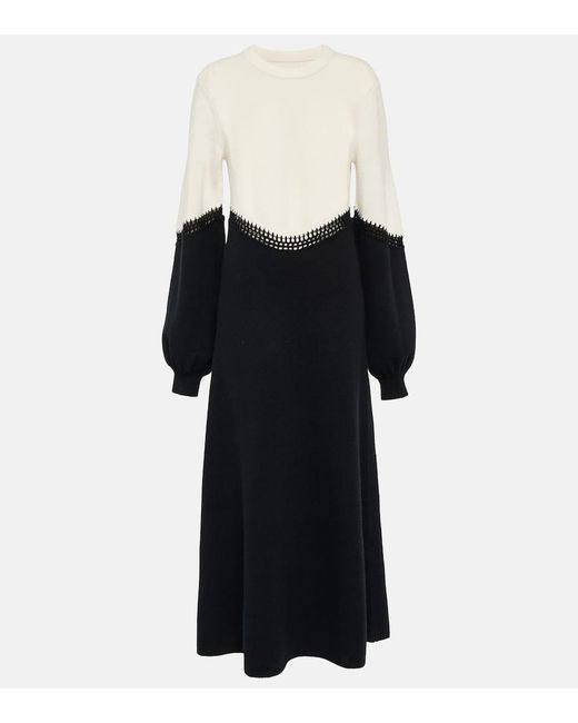 Vestido largo de lana y cachemir Chloé de color Black