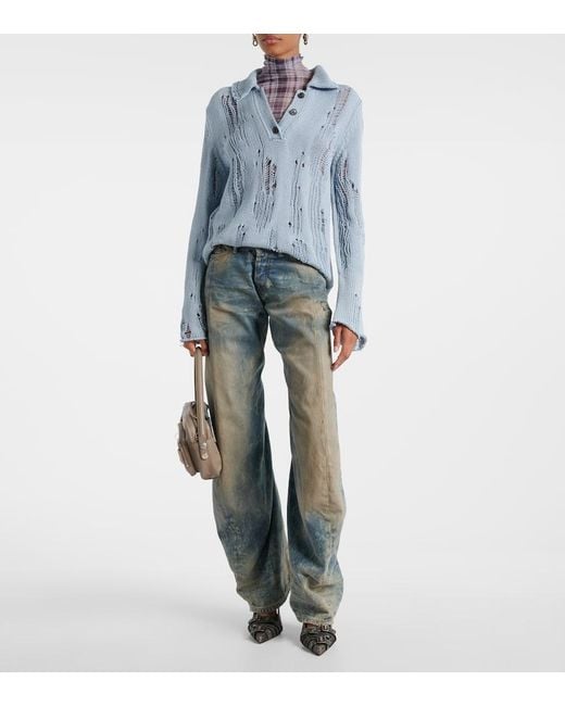 Jeans 2006F A Gamba Larga E Vita Bassa di Acne in Blue