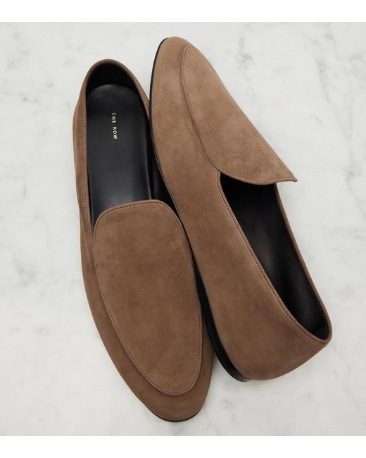 The Row Brown Soft Suede Loafers