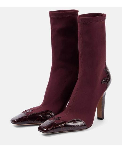 Paris Texas Belle 100 Leather-Trimmed Cowboy Boots in Purple | Lyst