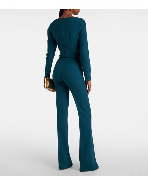 Safiyaa Blue Alexa High-Rise Crepe Flared Pants