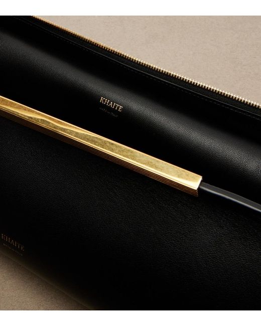 Khaite Black Donna Leather Clutch