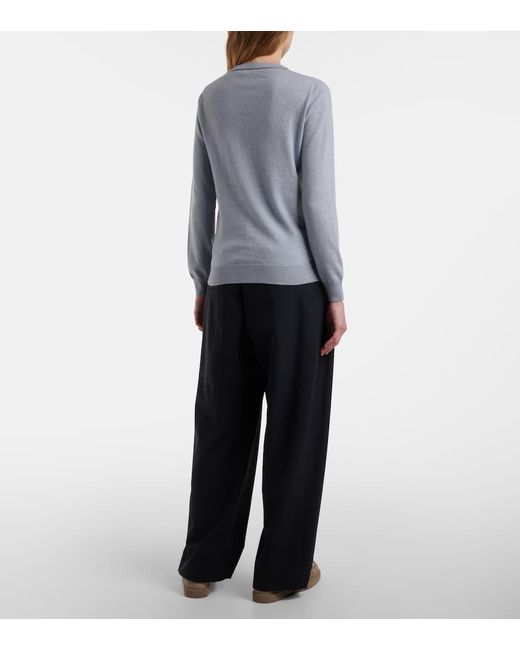 Brunello Cucinelli Blue Verzierter Pullover Aus Kaschmir