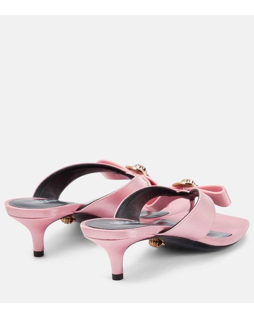 Versace Pink Medusa Satin Thong Sandals