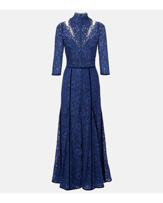Costarellos Blue Lace Gown