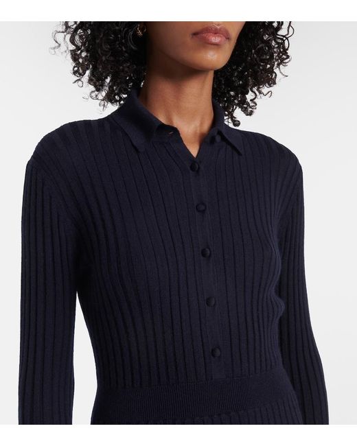 Gabriela Hearst Blue Ardor Ribbed-Knit Cashmere And Silk Polo Dress