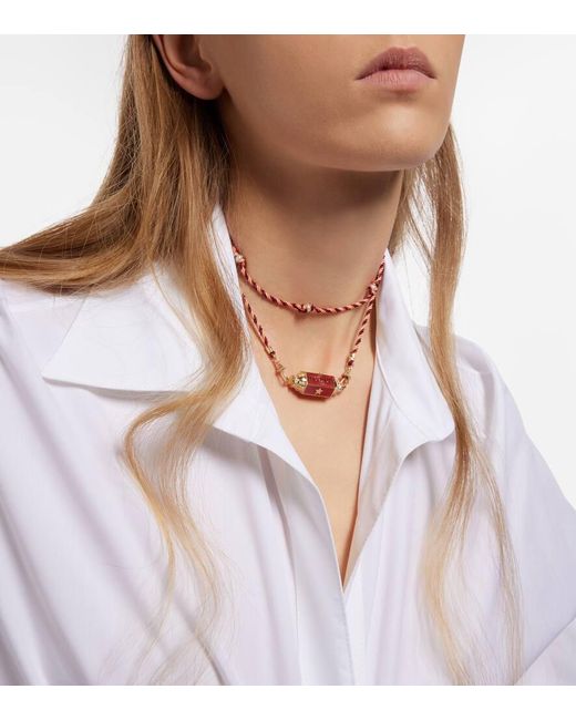 Marie Lichtenberg Metallic Halskette Vivons Hereux mit 18kt Gelbgold, Emaille und Diamanten