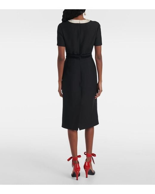 Valentino Black Crepe Couture Bow-Detail Midi Dress
