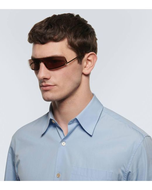 Gucci Brown Tom Shield Sunglasses for men