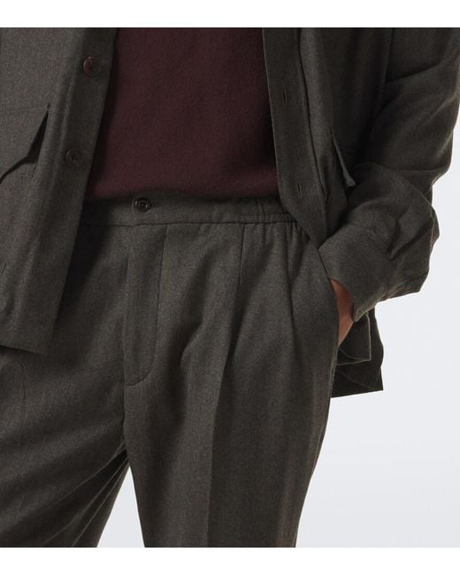 Rubinacci Gray Virgin Wool Straight Pants for men