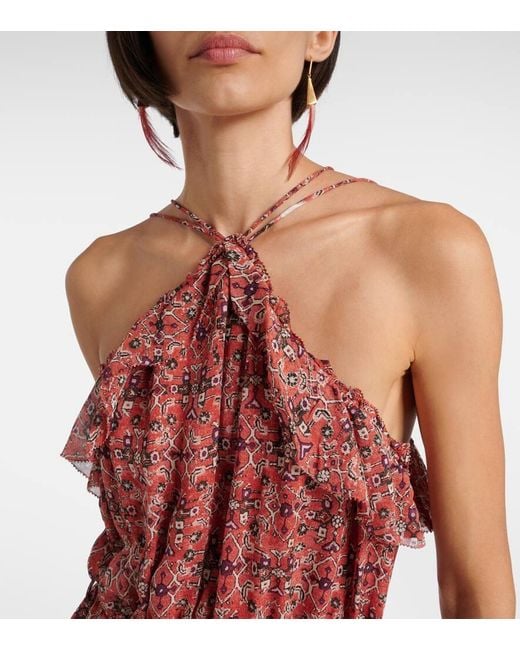 Isabel Marant Betty Gathered Semi-Sheer Minidress