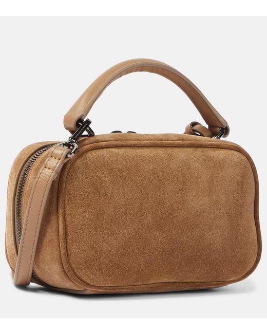Brunello Cucinelli Brown Tote Foulard Mini Aus Veloursleder Mit Leder