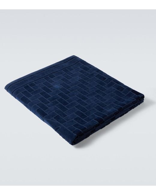 Brioni Blue Cotton Terry Beach Towel for men
