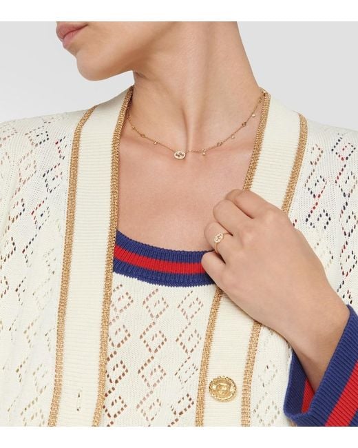 Gucci Metallic Interlocking G 18Kt Necklace With Diamonds