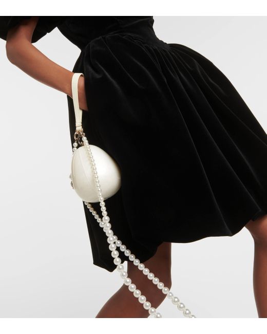 Simone Rocha Black Off-shoulder Velvet Mini Dress