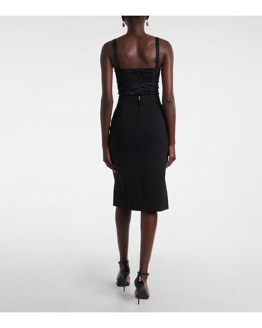 Dolce & Gabbana Black High-Rise Wool Midi Skirt