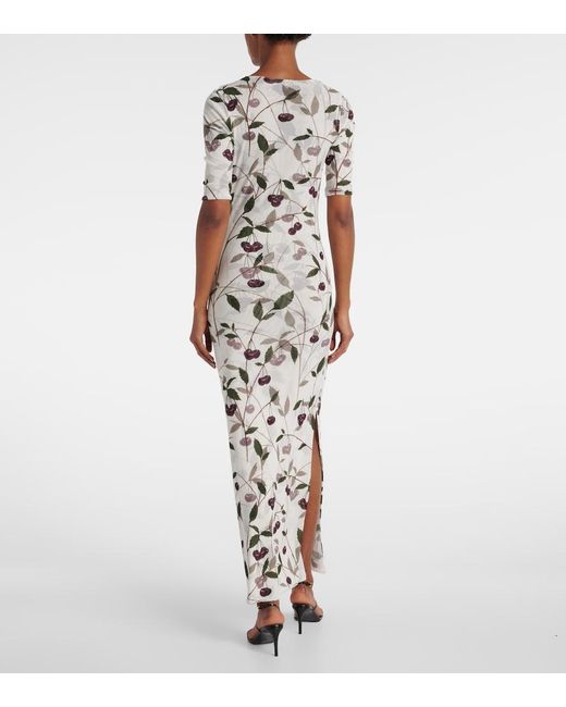 Stella McCartney White Printed Mesh Jersey Maxi Dress