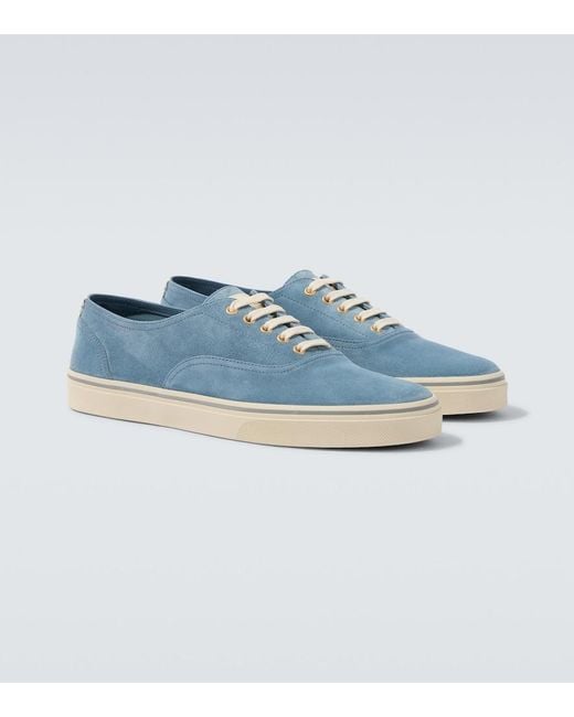 Brunello Cucinelli Blue Suede Sneakers for men