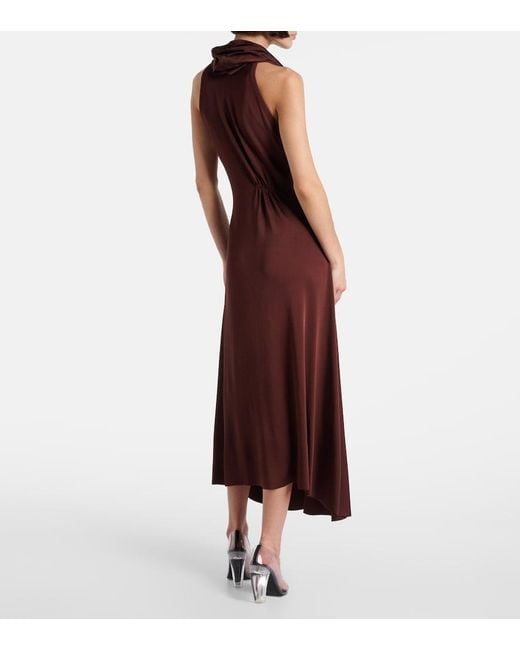 Victoria Beckham Purple Hooded Jersey Midi Dress